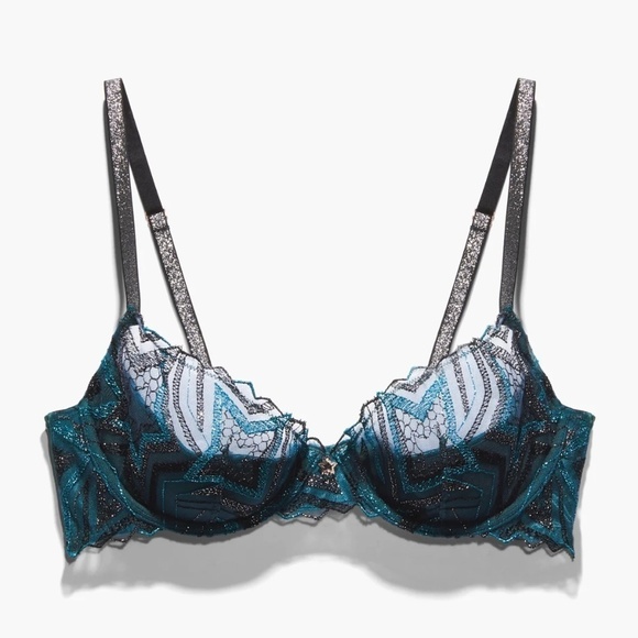 Savage X Fenty Women's SHINING STAR EMBROIDERED HALF CUP PLUNGE BRA 36B NWT - Picture 3 of 4